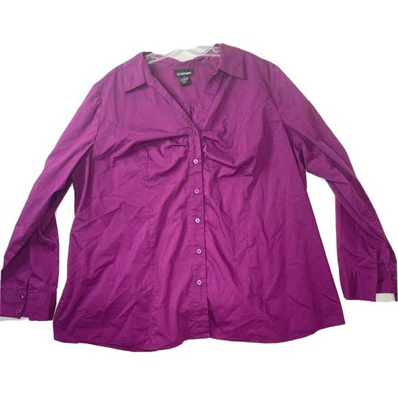 Lane‎ Bryant Women’s Plus Size 24 Dark Purple Long Sleeve Button Up Shirt - Picture 1 of 12